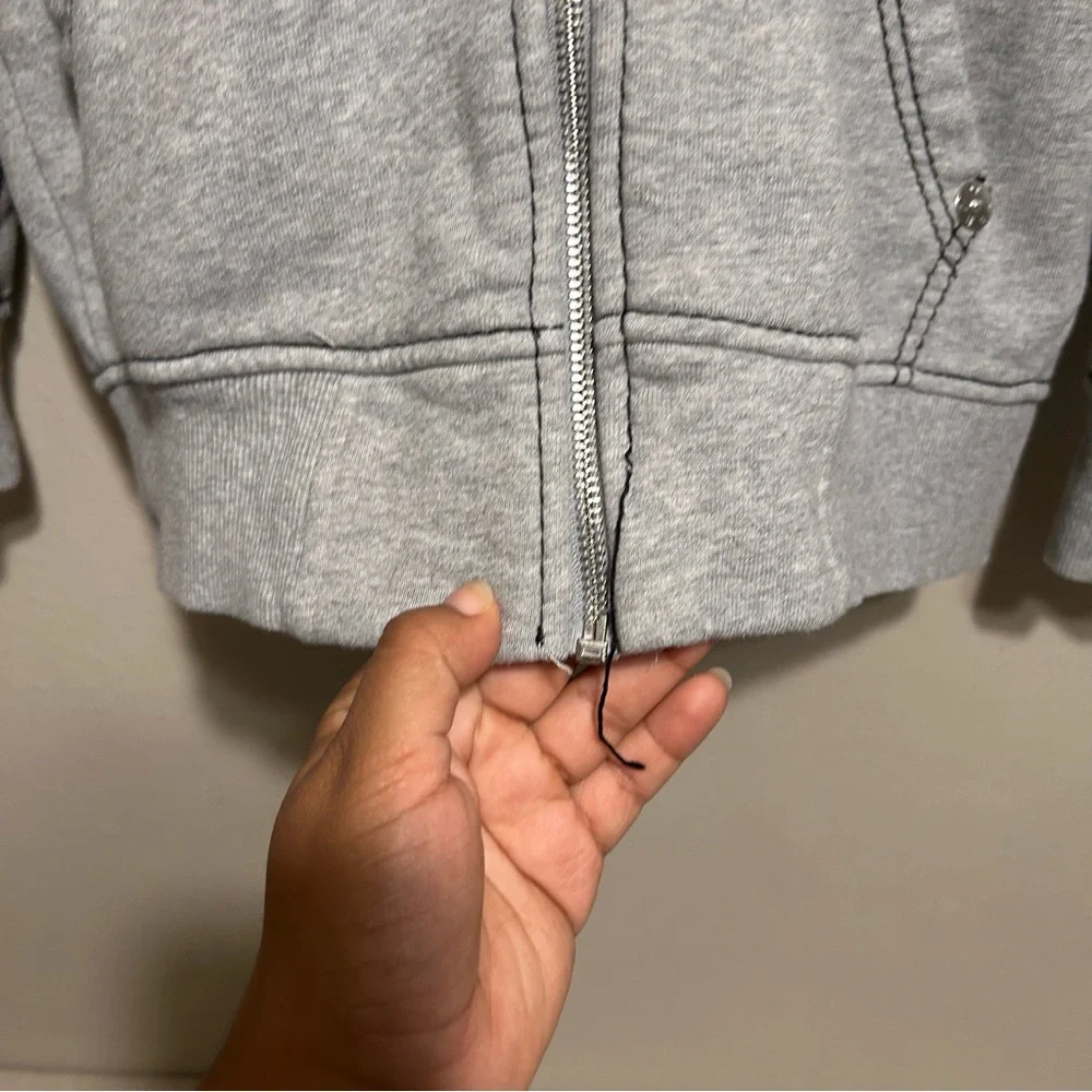 True Religion Men’s Big T‎ Zip Hoodie Full Zip Gray Size S